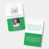 Moderne, eenvoudige groene foto, professionele naa badge (Voor- en achterkant)