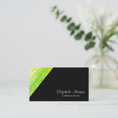 Moderne, eenvoudige, groene glittery, zwart visitekaartje (Staand voorkant)