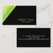 Moderne, eenvoudige, groene glittery, zwart visitekaartje (Voorkant / Achterkant)