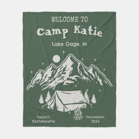 Moderne Eenvoudige Groene Kamp Bachelorette Feest Fleece Deken (Voorkant)