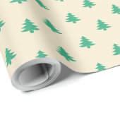 Moderne, eenvoudige, groene kerstbomen op beige cadeaupapier (Rol Hoek)
