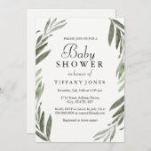 Moderne, eenvoudige groene leder met groot Baby sh Kaart (Voorkant / Achterkant)