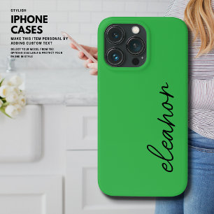 Moderne Eenvoudige Groene Monogram iPhone Case met