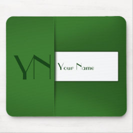 Moderne eenvoudige groene monogram naam - Mousepad Muismat