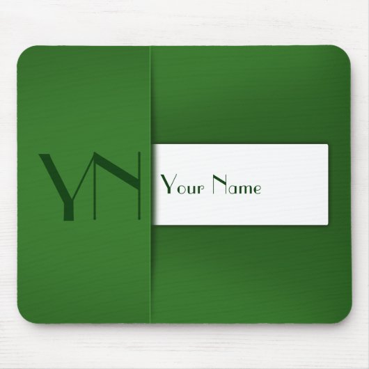 Moderne eenvoudige groene monogram naam - Mousepad Muismat (Voorkant)