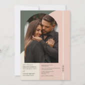 Moderne eenvoudige groene roze kleurenblokfoto's b kaart (Voorkant)