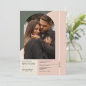 Moderne eenvoudige groene roze kleurenblokfoto's b kaart (Staand voorkant)