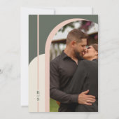 Moderne eenvoudige groene roze kleurenblokfoto's b kaart (Achterkant)