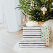 Moderne eenvoudige groene strepes kerst cadeaupapier