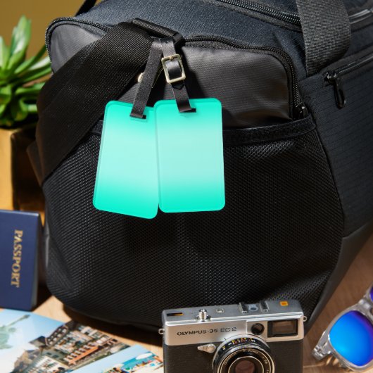Moderne Eenvoudige groene Turquoise Verloopkleur Bagagelabel (Voorkant /achterkant)