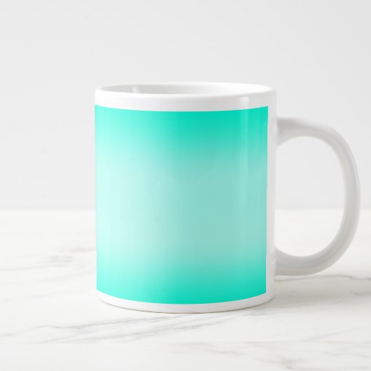 Moderne Eenvoudige groene Turquoise Verloopkleur Grote Koffiekop (Rechts)