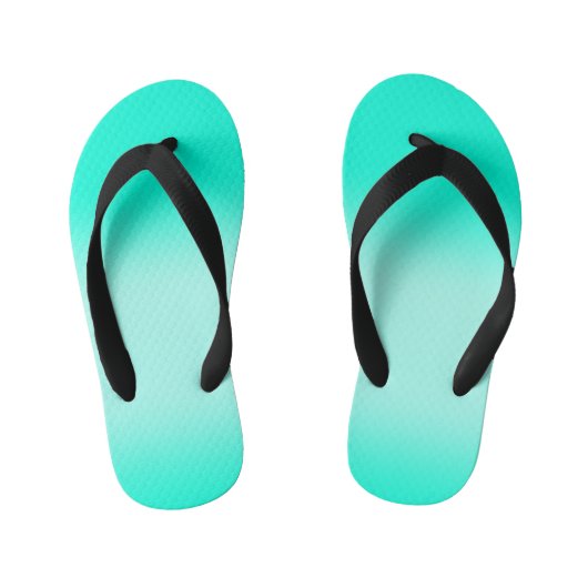 Moderne Eenvoudige groene Turquoise Verloopkleur Kinder Teenslippers (Voetbed)