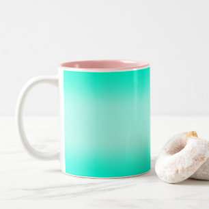Moderne Eenvoudige groene Turquoise Verloopkleur Tweekleurige Koffiemok