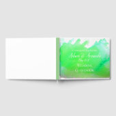 Moderne eenvoudige groene waterverf kunst bruiloft gastenboek (Volledig)