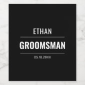 Moderne Eenvoudige Groomsman Wijn Etiket (Enkel label)