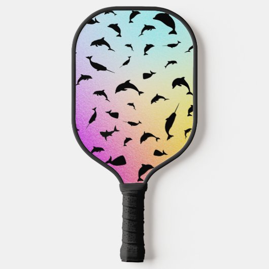 Moderne Eenvoudige haai walvis regenboog gradiënt Pickleball Paddle (Achterkant)