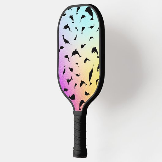 Moderne Eenvoudige haai walvis regenboog gradiënt Pickleball Paddle (Links)