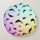 Moderne Eenvoudige haai walvis regenboog gradiënt Rond Kussen (Achterkant)