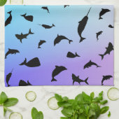 Moderne Eenvoudige haai walvis regenboog gradiënt Theedoek (Gevouwen)