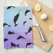 Moderne Eenvoudige haai walvis regenboog gradiënt Theedoek (Quarter Fold)