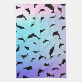 Moderne Eenvoudige haai walvis regenboog gradiënt Theedoek (Verticaal)