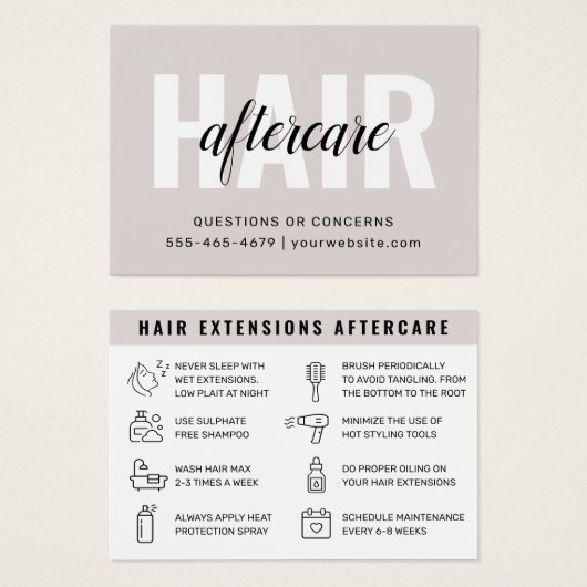 Moderne Eenvoudige haaruitgangen nazorg Kaart (Voorkant /achterkant)
