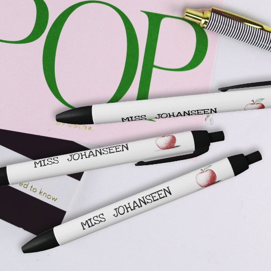 Moderne Eenvoudige Hand Getrokken Rode Appel Schat Zwarte Inkt Pen