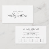 Moderne eenvoudige handgeschreven kalligrafie wit klantenkaartje (Voorkant / Achterkant)