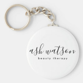 Moderne eenvoudige handgeschreven kalligrafie wit sleutelhanger