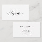 Moderne eenvoudige handgeschreven kalligrafie wit visitekaartje (Voorkant / Achterkant)