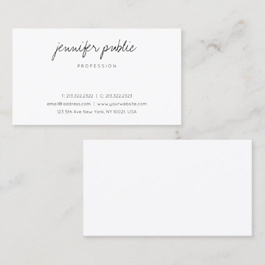 Moderne eenvoudige handgeschreven minimalistische  visitekaartje (Voorkant / Achterkant)