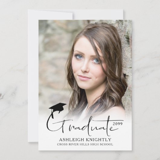 Moderne Eenvoudige handgeschreven script Afstudere Aankondiging (Voorkant)