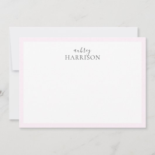 Moderne, eenvoudige handschriftennaam roze notitiekaartje (Voorkant)