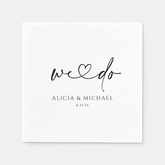 Moderne eenvoudige handschriftherbruiloft servet (Voorkant)