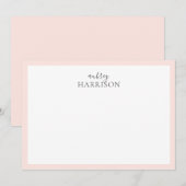 Moderne, eenvoudige handschrijfnaam Blush Pink Notitiekaartje (Voorkant / Achterkant)