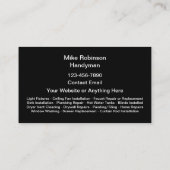 Moderne eenvoudige handyman Visitekaartjes (Achterkant)