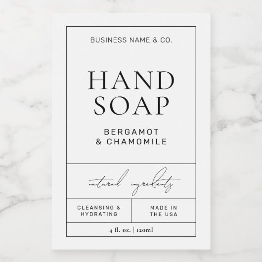 Moderne eenvoudige handzeep Body Wash waterdicht l Voedselcontainer Etiket (Enkel label)