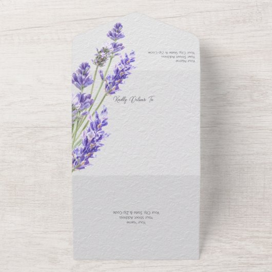 Moderne Eenvoudige Heather Sprigs QR Code All In One Uitnodiging (Buitenkant)