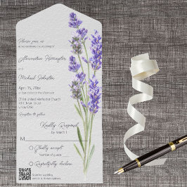 Moderne Eenvoudige Heather Sprigs QR Code All In One Uitnodiging