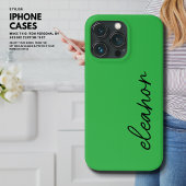 Moderne Eenvoudige Helder Groene Script Naam Monog Case-Mate iPhone Case