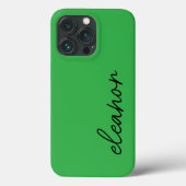 Moderne Eenvoudige Helder Groene Script Naam Monog Case-Mate iPhone Case (Achterkant)