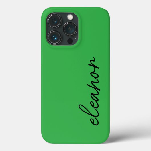 Moderne Eenvoudige Helder Groene Script Naam Monog Case-Mate iPhone Case (Achterkant)
