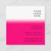 Moderne, eenvoudige, heldere, roze Logo wit Vierkante Visitekaartje (Achterkant)
