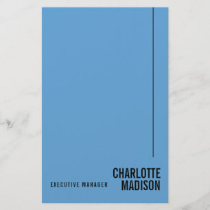 Moderne Eenvoudige Hemelblauwe Minimalistische Eig Briefpapier