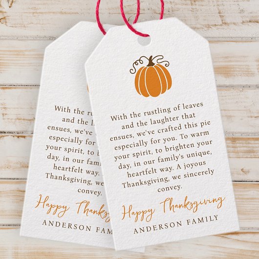 Moderne eenvoudige herfst pompoen Thanksgiving Cadeaulabel
