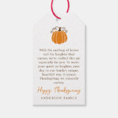 Moderne eenvoudige herfst pompoen Thanksgiving Cadeaulabel (Voorkant)