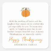 Moderne eenvoudige herfst pompoen Thanksgiving Vierkante Sticker (Voorkant)