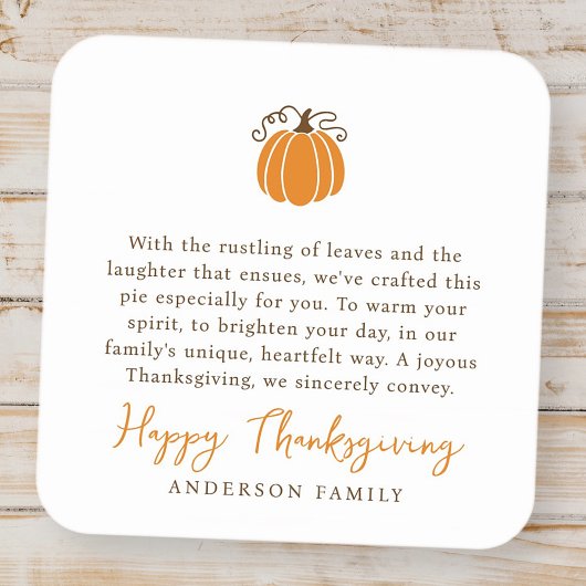 Moderne eenvoudige herfst pompoen Thanksgiving Vierkante Sticker