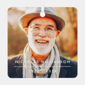 Moderne Eenvoudige herinnering Aangepaste foto Metalen Ornament (Achterkant)