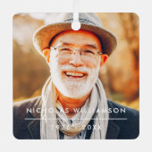 Moderne Eenvoudige herinnering Aangepaste foto Metalen Ornament (Voorkant)